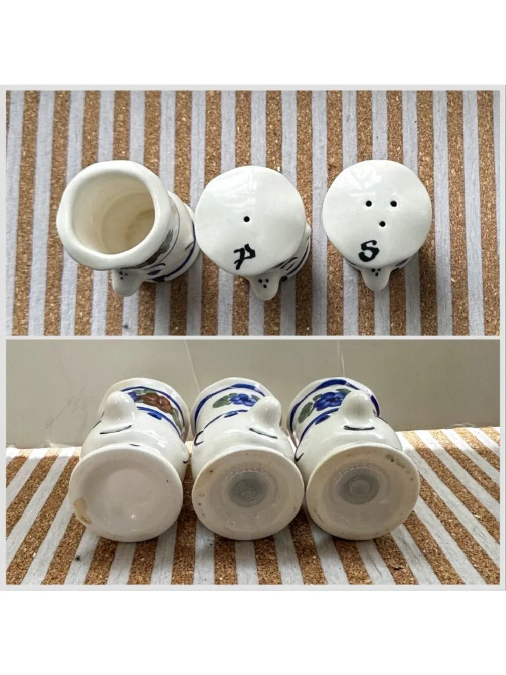 Vintage Italian Pottery Set Firenze Cow Creamer Salt Pepper Shakers Hand Painted